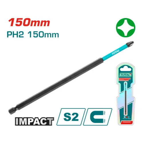 (PH2) سن مفك يعمل على الدريل لحل وربط البراغى توتال  150 ملم